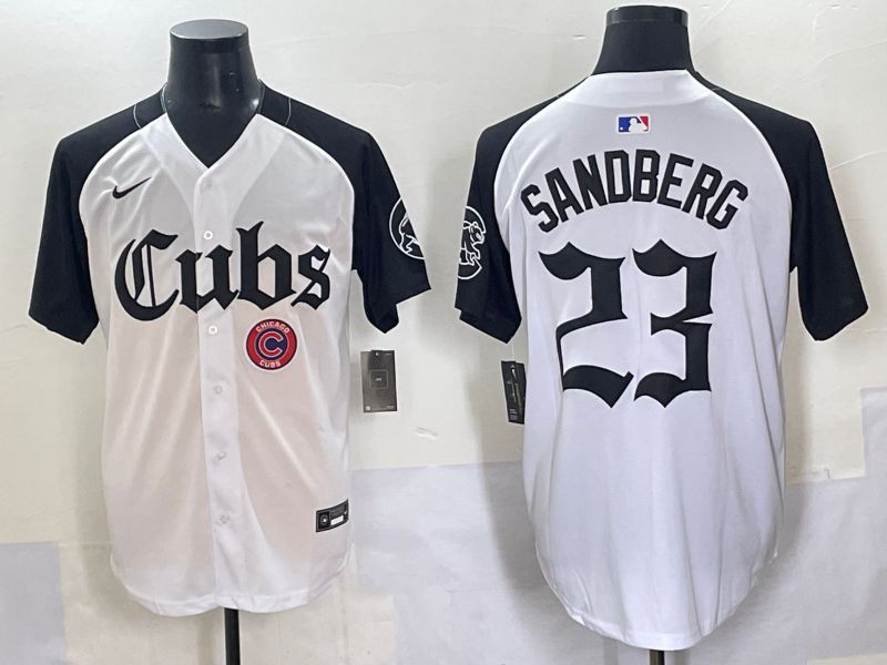 Men 2025 Chicago Cubs #23 Sandberg White black Five generations Joint Name Nike MLB Jersey style 62310->youth mlb jersey->Youth Jersey